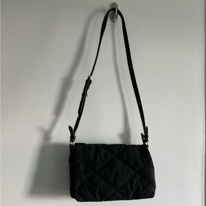 Zara Black Quilted Crossbody Bag